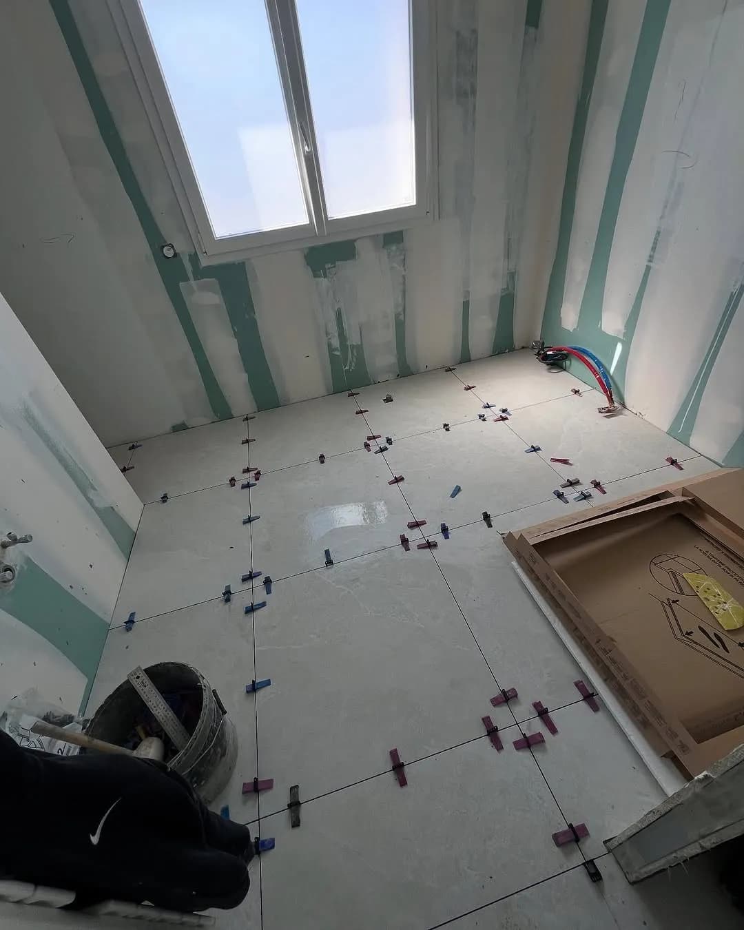 Détail de pose de carrelage